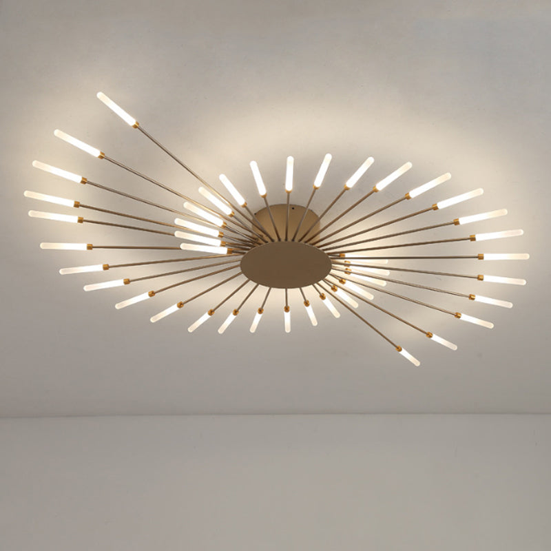 Lámpara de techo contemporánea negra/dorada con LED acrílico para dormitorio - Montaje semiempotrado (12/18/28 luces)