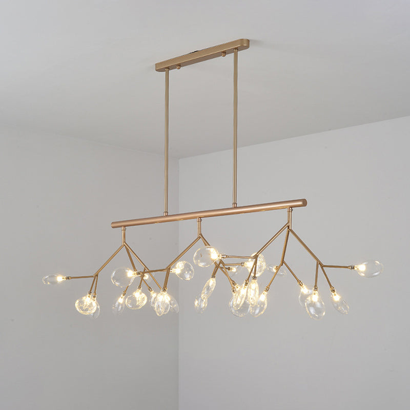 Modern Bubble Chandelier with Clear Glass, 27 Heads, Black/Gold - Dining Room Hanging Light Kit