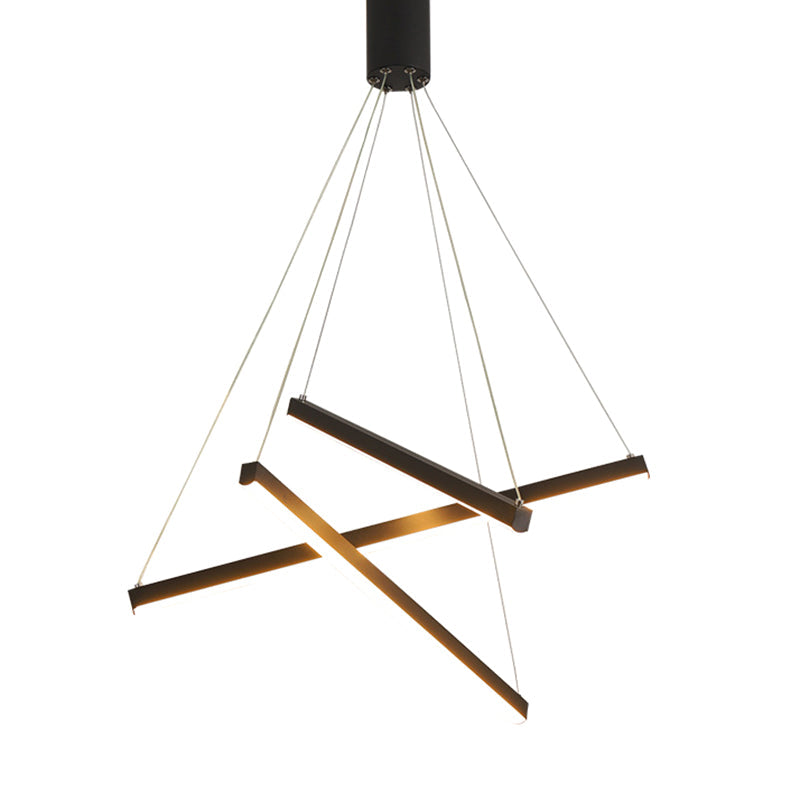 Żyrandol LED Black Sticks Nowość Minimalistyczna metalowa lampa wisząca do holu