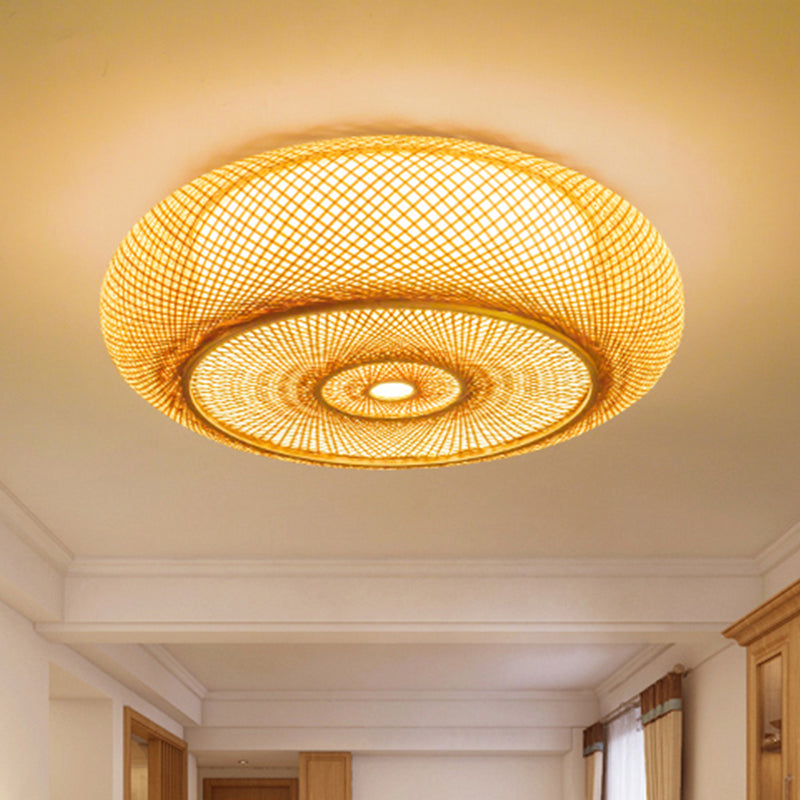 Lampada da incasso per camera da letto in bambù realizzata a mano - Lampada da incasso a soffitto da 16
