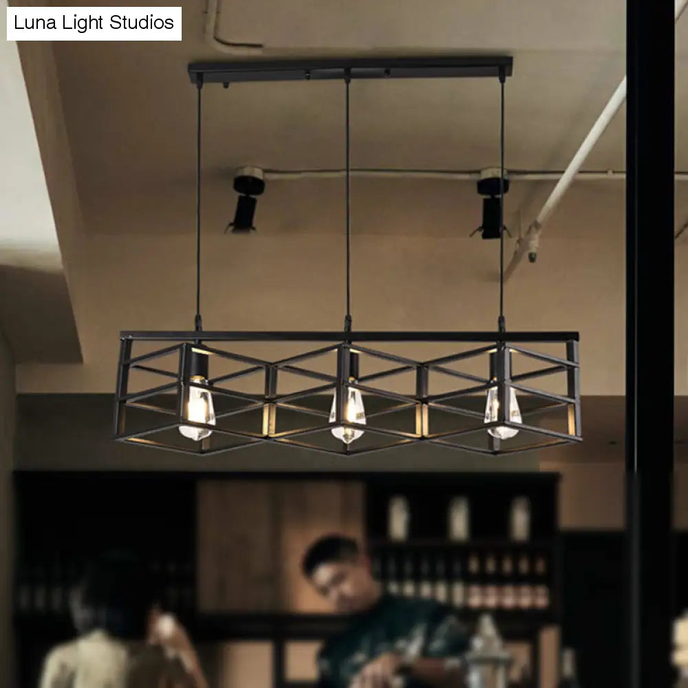 Lampada a sospensione da corridoio vintage industriale in metallo a 3 lampadine