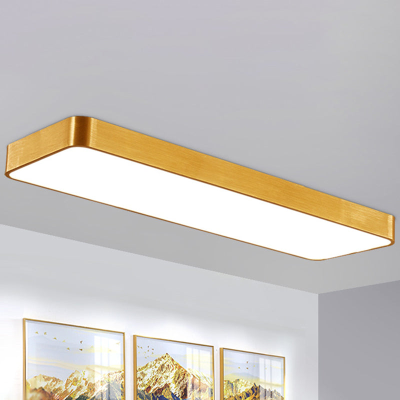Prosta metalowa lampa sufitowa LED ze złotym wykończeniem - idealna do biur