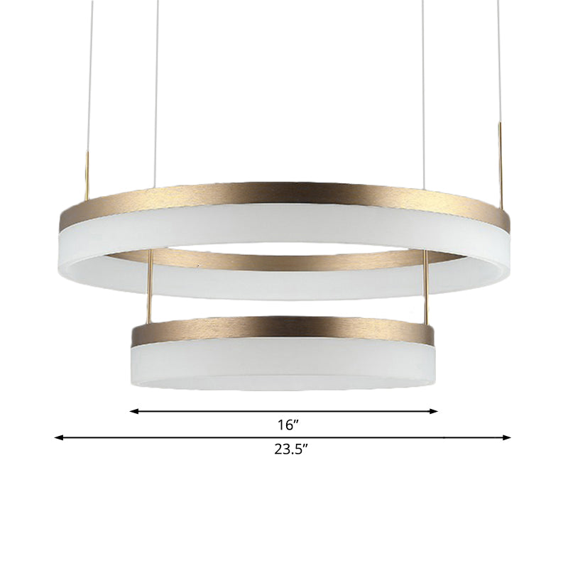 Modern Round LED Chandelier Pendant - Acrylic 1/2/3-Light Ceiling Light Fixture in Black/White/Gold - Warm/White Light