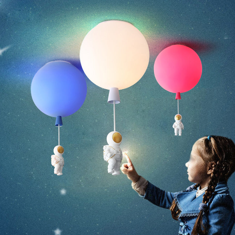 Ballon- und Astronauten-Deckenleuchte für Kinder, Acryl, 1 Kopf, Schlafzimmer, Hängeleuchte