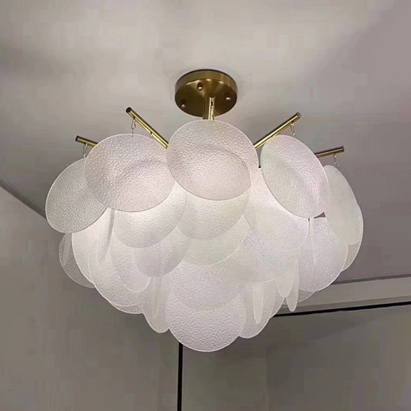 Skyla - Lámpara de araña colgante moderna con discos escalonados en latón-blanco