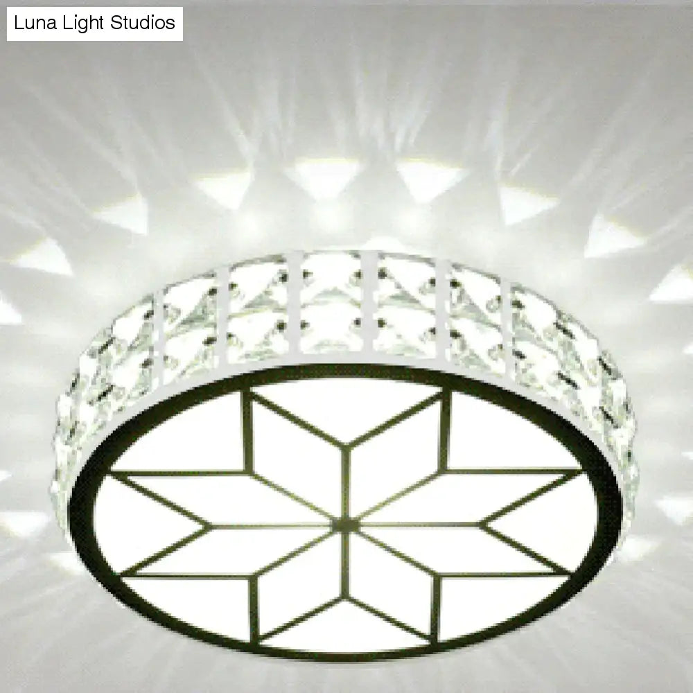 Modern Metal Crystal Ceiling Lamp For Hallway Dinning Room  6W/12W Glass Lampshade Round Aisle Lighting
