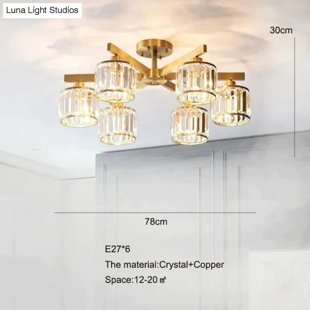 Luces de techo de cristal para dormitorio, lámpara de cobre de diseño moderno, lámpara Led para comedor, lámpara de techo para cocina, Lustre de cristal para sala de estar