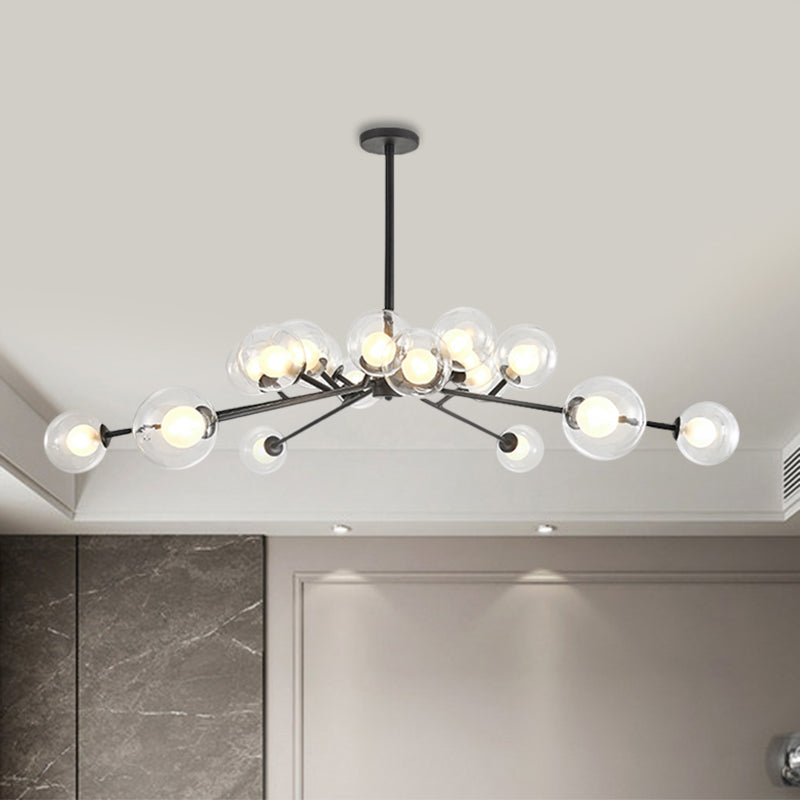 Modern Large Chandelier: 15/18 Lights, Restaurant Hotel Branch, Metal, Black/Gold Hanging Lamp