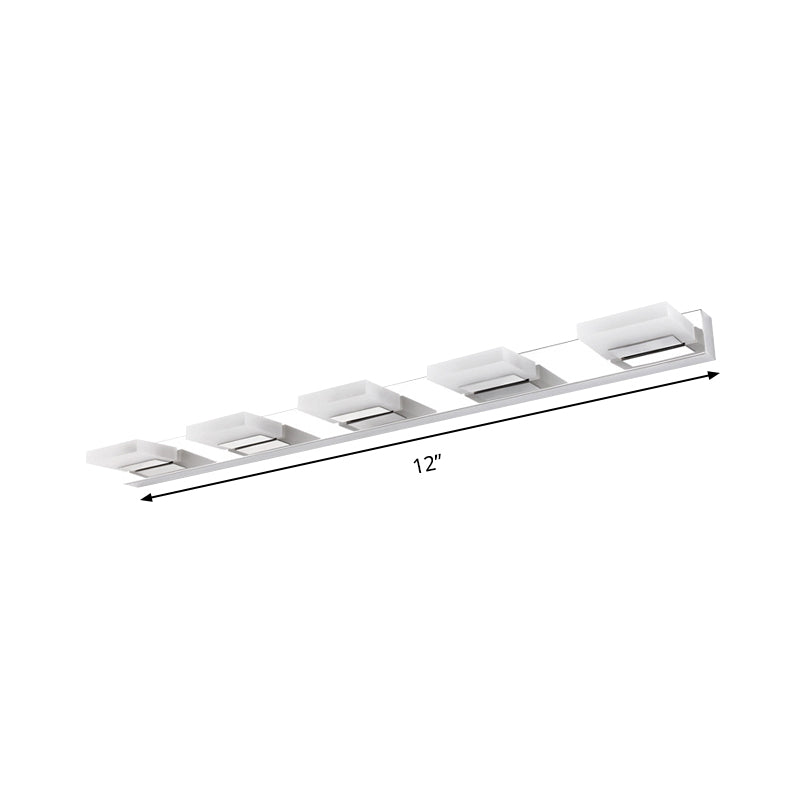 Aplique de pared cromado con pantalla acrílica de ladrillo para tocador de baño: elija entre 2/3/5 luces blancas cálidas
