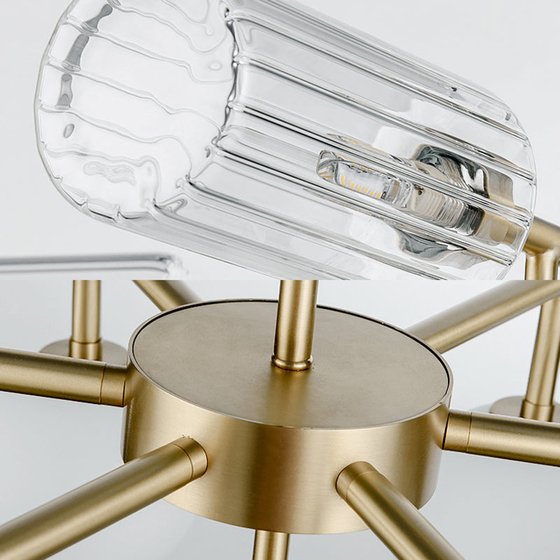 Elegant Brass Chandelier Light - Hanging G4 & G9 Glass - 13 Lights - Living Room Lighting