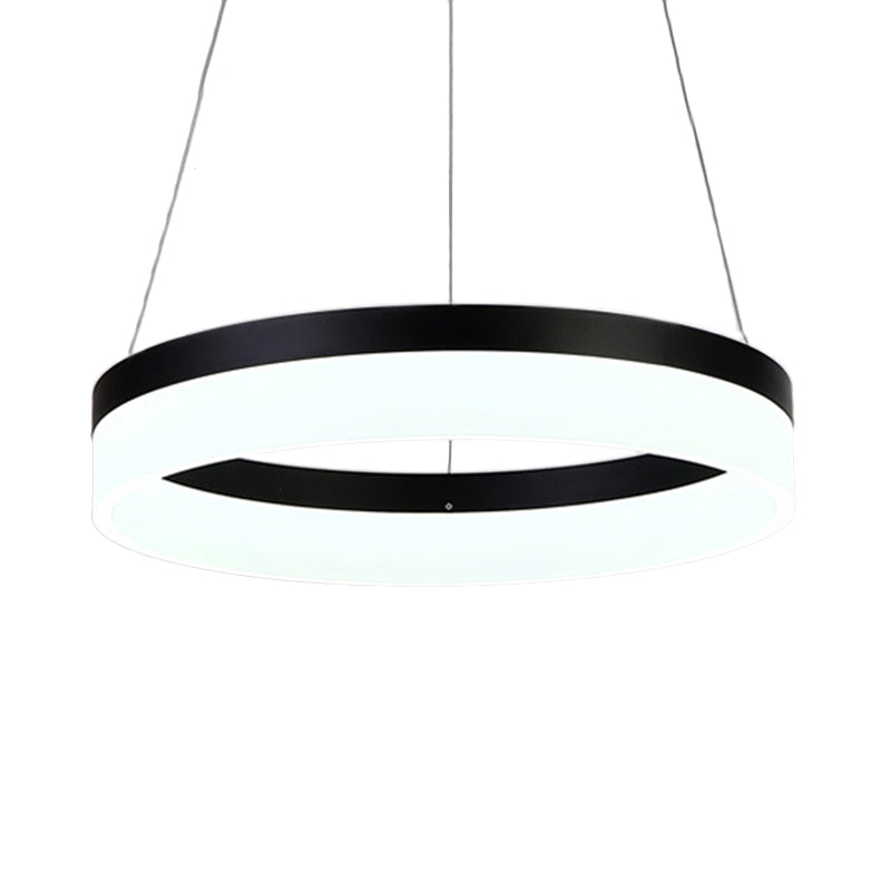 Modern Round LED Chandelier Pendant - Acrylic 1/2/3-Light Ceiling Light Fixture in Black/White/Gold - Warm/White Light