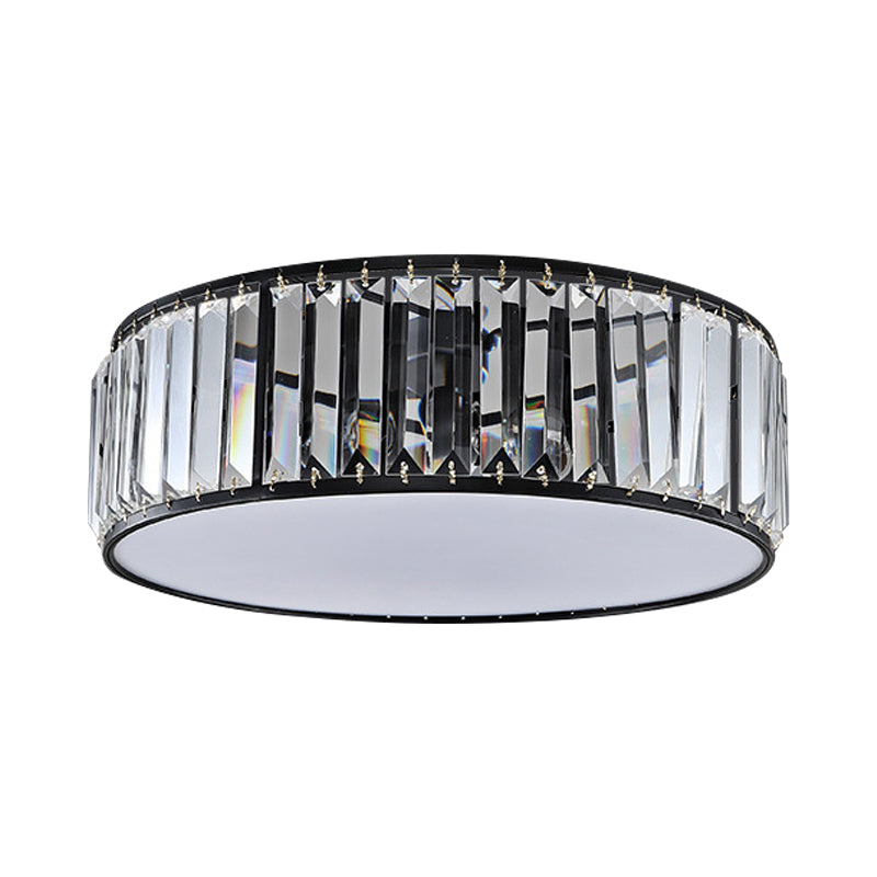 Eenvoudige trommel-inbouwlamp met kristallen schaduw - Zwart/brons 3/4/5-lichtarmatuur voor slaapkamers