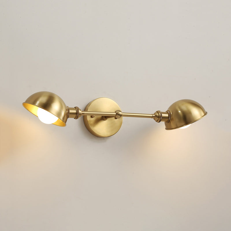 Lampada da parete moderna a forma di ciotola in ottone con 2 teste - Illuminazione con applique per camera da letto