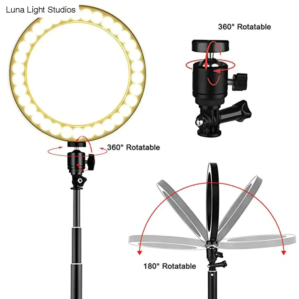 Lampa podłogowa LED USB pierścieniowa lampa podłogowa statyw pierścieniowy 80 diod LED stojąca lampa podłogowa do wideo YouTube Photo Ringlight makijaż abażur