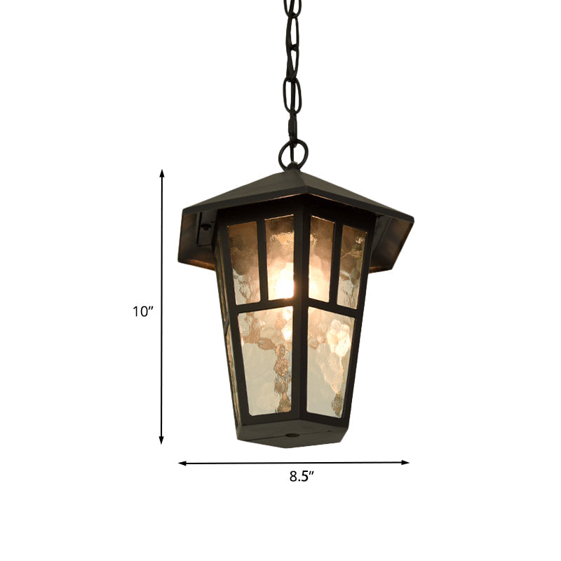 Black Drop Lamp Birdcage Pendant - Retro Single Head for Outdoor Lighting - Ripple Glass Fixture