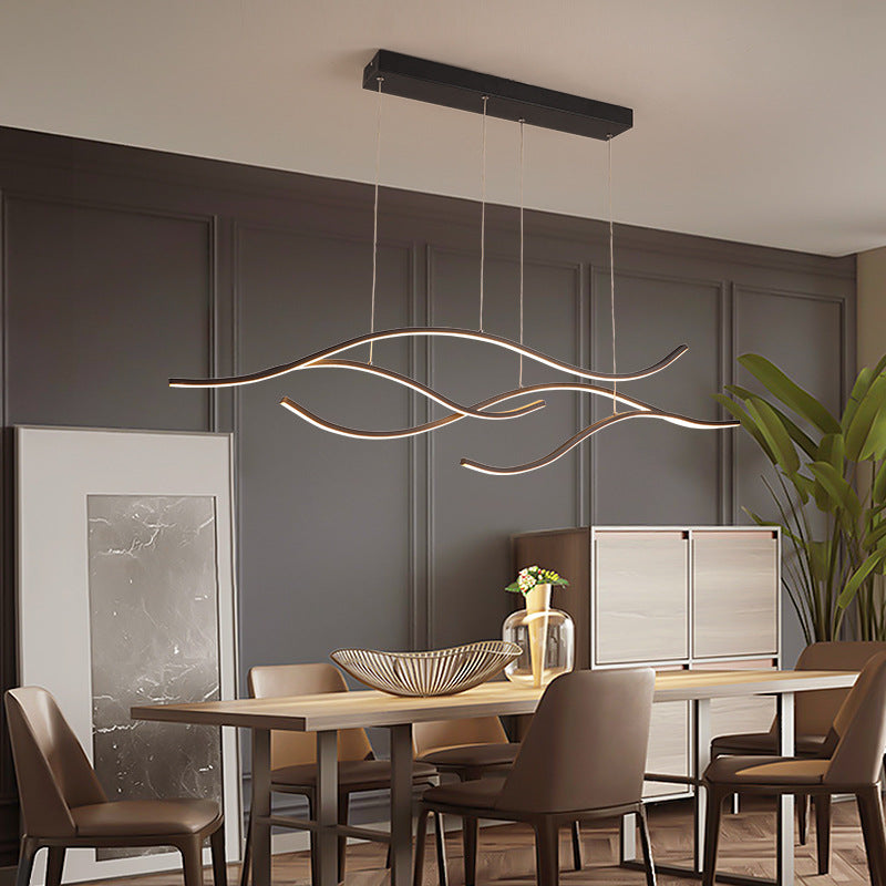 Lampada a sospensione a LED in metallo per cucina aperta: apparecchio di illuminazione a isola elegante e semplice