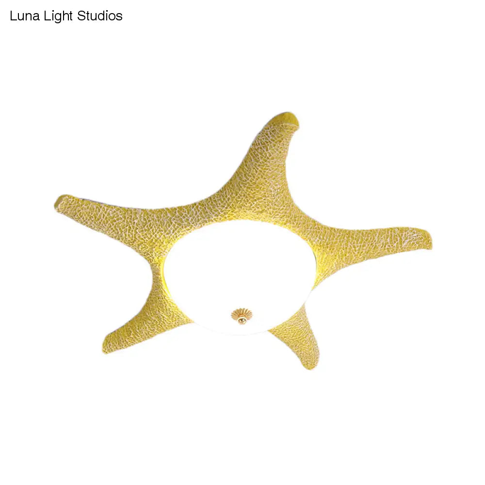 Noche estrellada en tu habitación - Luminaria empotrada LED de estrella de mar de resina para niños en alegre rosa, amarillo y azul con luz blanca/cálida
