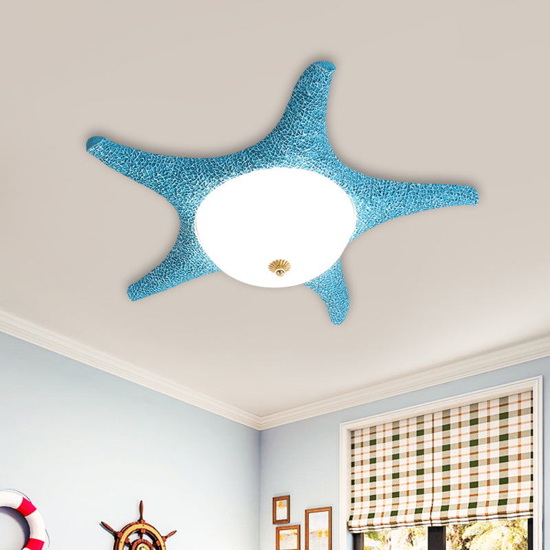 Noche estrellada en tu habitación - Luminaria empotrada LED de estrella de mar de resina para niños en alegre rosa, amarillo y azul con luz blanca/cálida