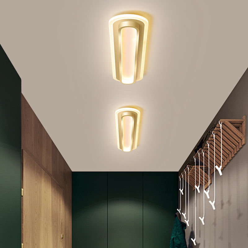 Nordic Rectangular LED Ceiling Light in Gold, Customizable in 7 Days, 19