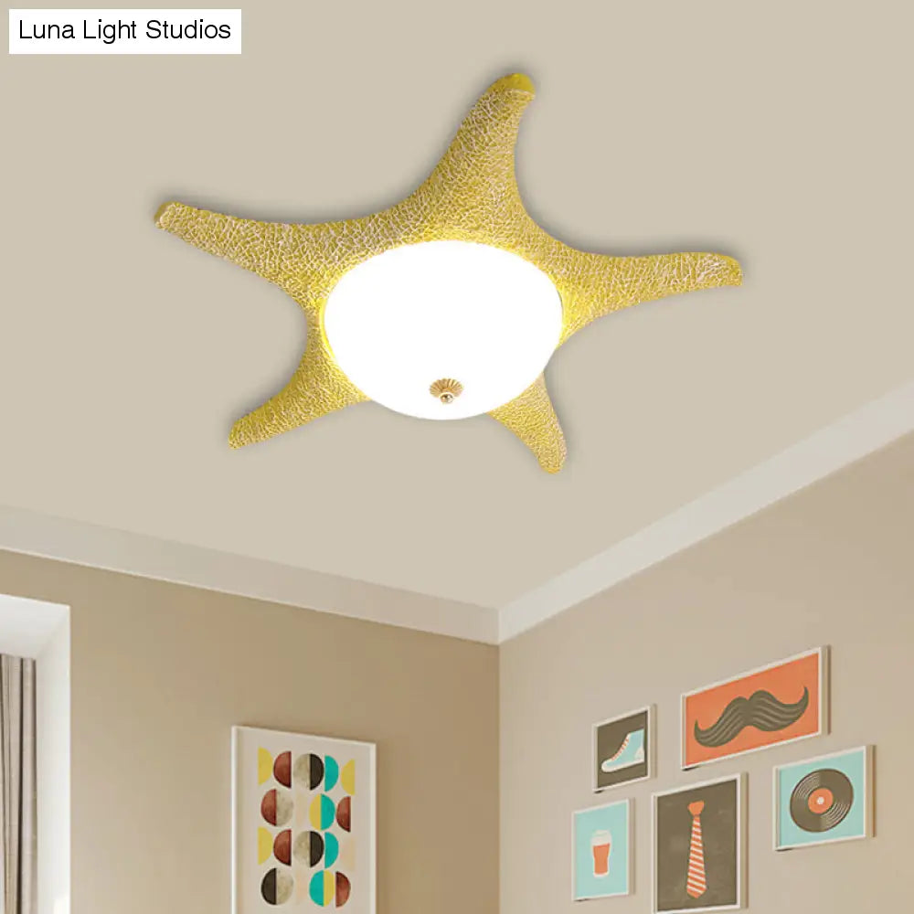 Noche estrellada en tu habitación - Luminaria empotrada LED de estrella de mar de resina para niños en alegre rosa, amarillo y azul con luz blanca/cálida