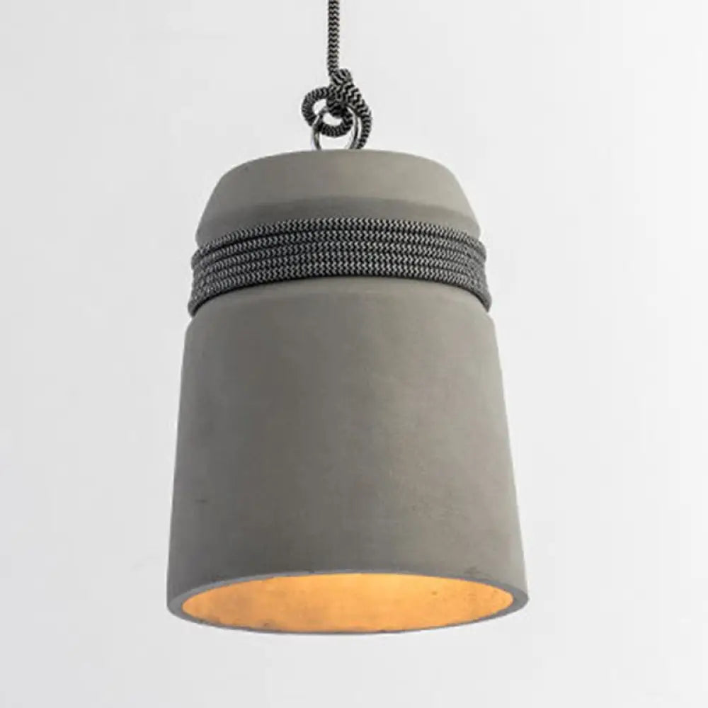 Lampada a sospensione con finitura in cemento stile industriale nero/grigio/beige con corda