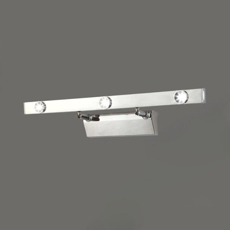 Lámpara LED para tocador de baño con pantalla de acero inoxidable - Luminaria de pared cromada, luz blanca cálida