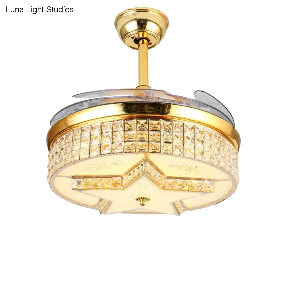 LED Modern Alloy Crystal Acrylic Ceiling Fan.LED Lamp.LED Light.Ceiling Lights.LED Ceiling Light.Ceiling Lamp For Foyer Bedroom