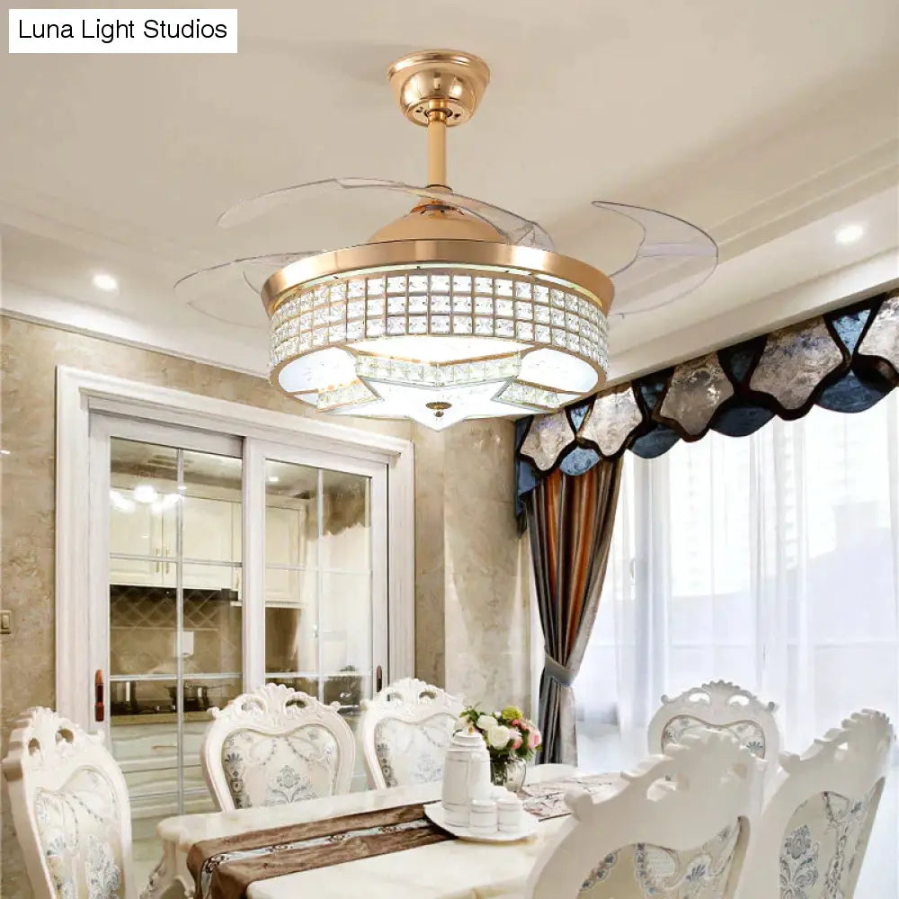 LED Modern Alloy Crystal Acrylic Ceiling Fan.LED Lamp.LED Light.Ceiling Lights.LED Ceiling Light.Ceiling Lamp For Foyer Bedroom