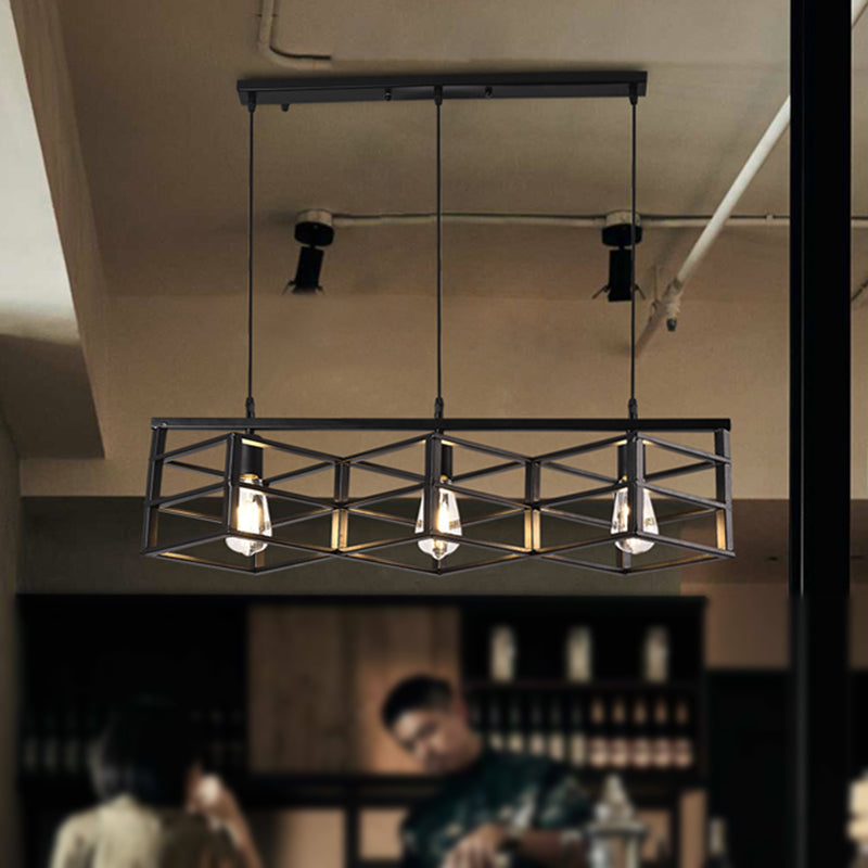 Lampada a sospensione da corridoio vintage industriale in metallo a 3 lampadine