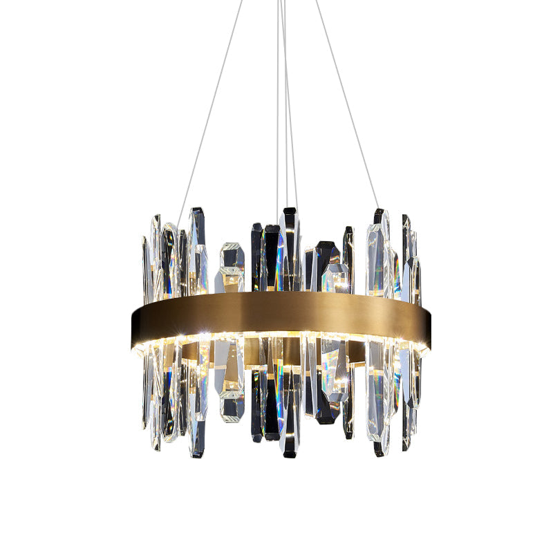 Mid Century Style LED Crystal Rod Gold Chandelier – Elegant Hanging Light Fixture