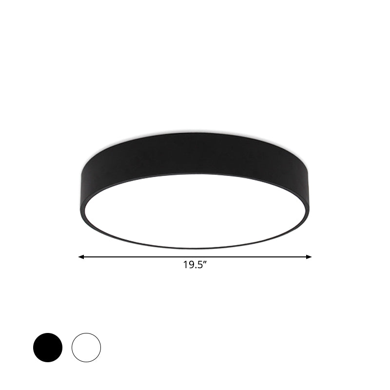 Minimalist Black/White Round Flush Mount LED Ceiling Light - 16