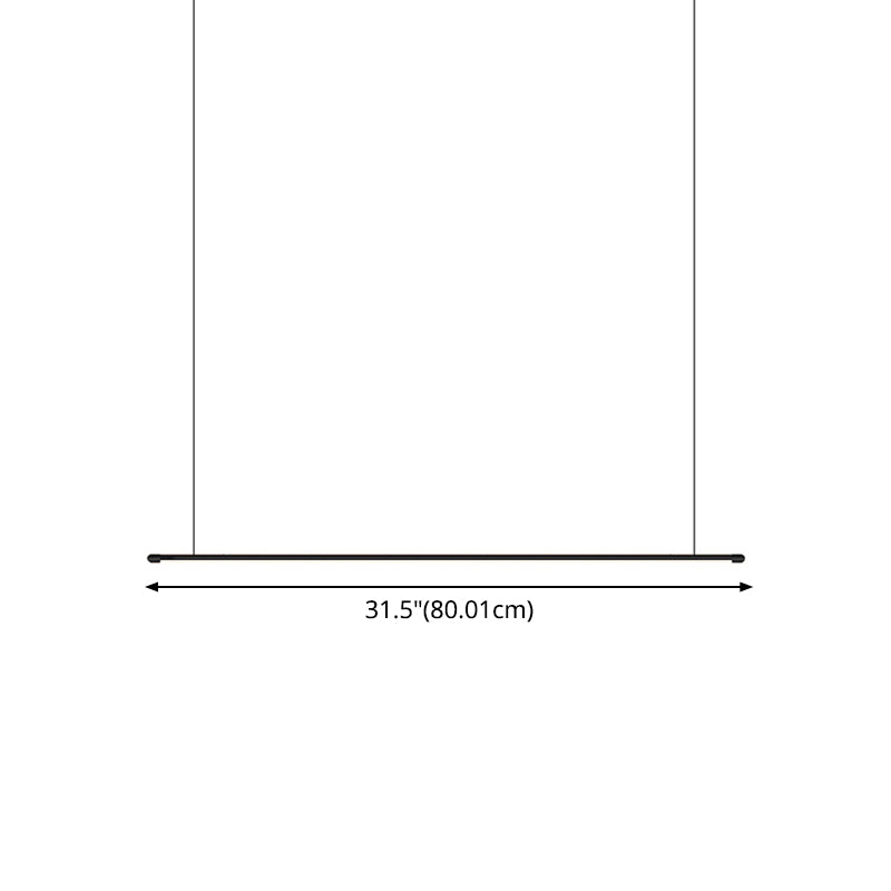 Schlanke LED-Hängelampe für Küchen-Barinsel – minimalistisches dünnes Stabdesign, Metallkonstruktion, schwarze Oberfläche