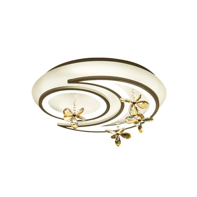 Moderne LED-Halbflächenleuchte mit Mond- und Ringdesign, Blumenkristall-Deko für schicke Decken