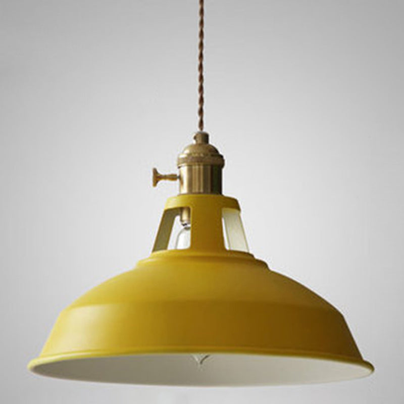 Illuminazione a sospensione a 1 luce in metallo con paralume industriale Macarons per ristorante