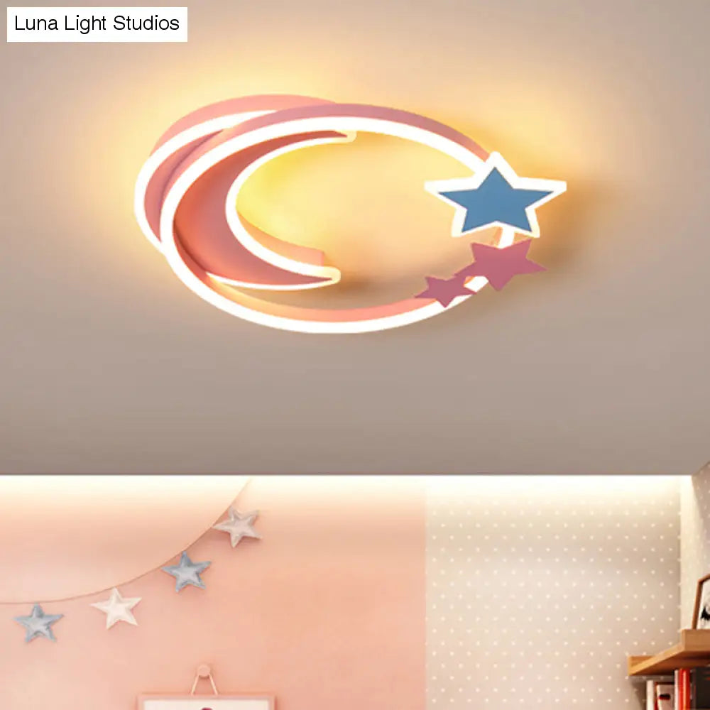 Cartoon-Halbmond- und Stern-Unterputz-LED-Deckenleuchte für Kinderzimmer