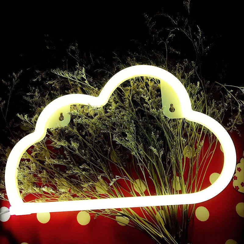 Veilleuse LED Nuage en Plastique avec Prise USB Rechargeable - Lampe de Table Blanche pour Enfant