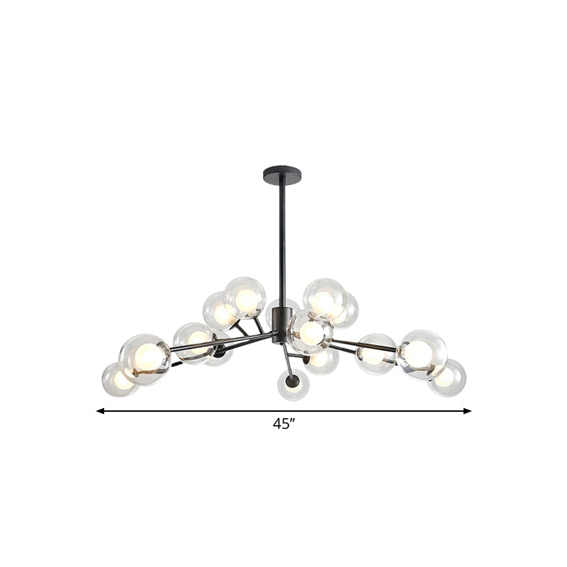 Modern Large Chandelier: 15/18 Lights, Restaurant Hotel Branch, Metal, Black/Gold Hanging Lamp