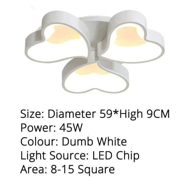 Plafoniere moderne a LED a forma di cuore per soggiorno, camera da letto, illuminazione interna, lampada da soffitto, telecomando, Dimmin