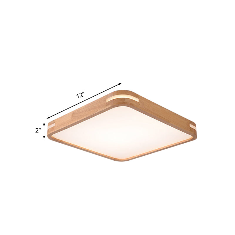 Modern Wood Beige LED Flush Mount Ceiling Light in White/Warm/Natural | Multiple Width Options