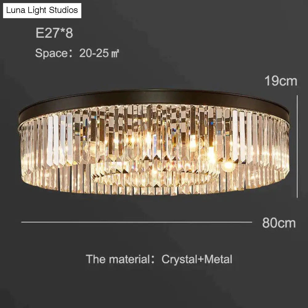 Nowoczesna kryształowa lampa sufitowa Living Crystal lampa sufitowa sypialnia klasyczne okrągłe lampy sufitowe czarna podstawa oprawy Led jadalnia