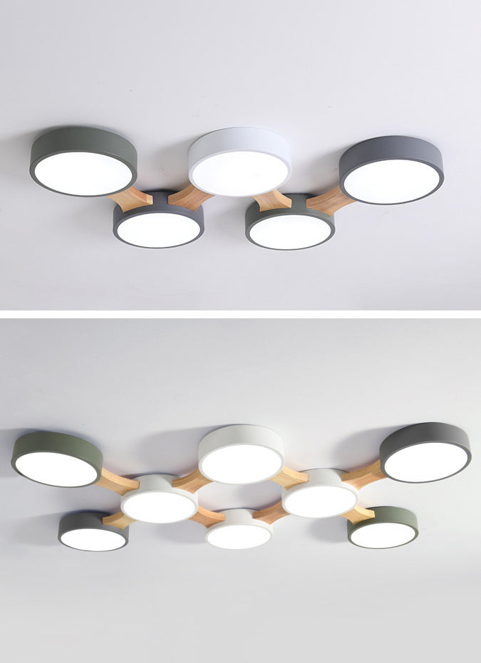 Minimalistyczna oprawa sufitowa LED - drewniana do montażu podtynkowego do sypialni i jadalni
