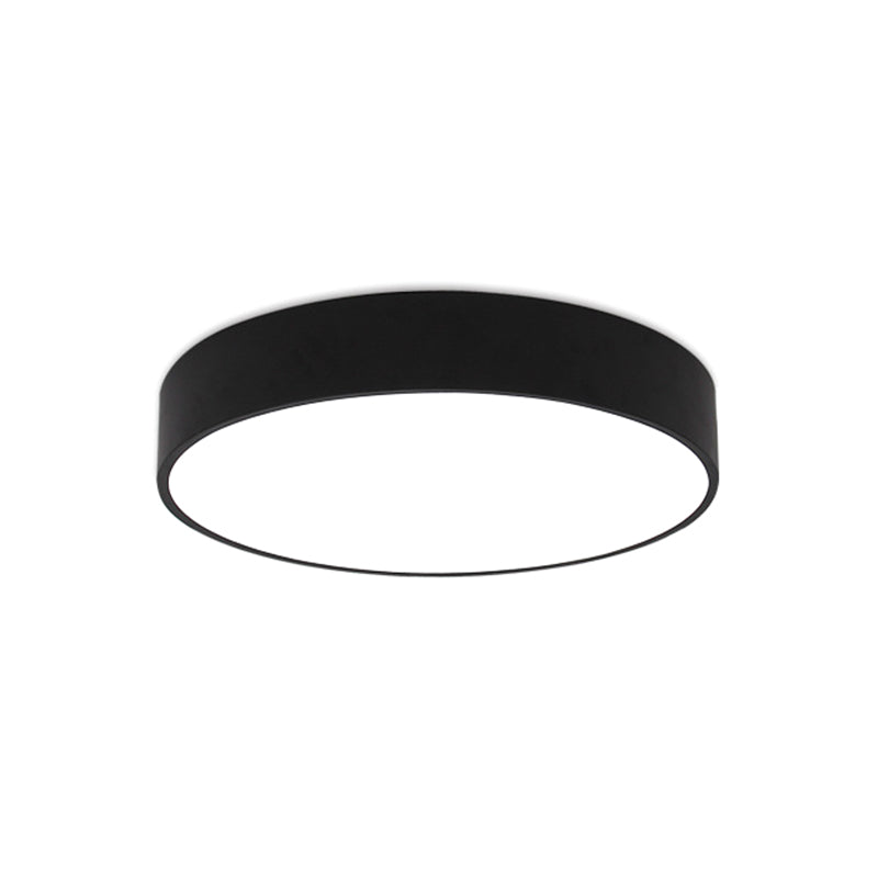 Minimalist Black/White Round Flush Mount LED Ceiling Light - 16
