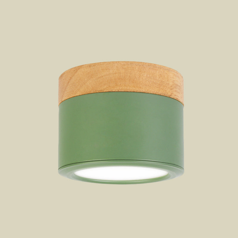 Plafoniera rotonda da incasso in acrilico Macaron Loft per corridoio bagno - Lampada piccola verde/grigio/bianco