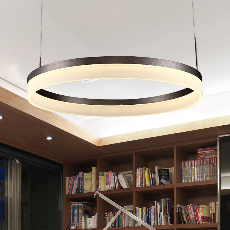 Modern Round LED Chandelier Pendant - Acrylic 1/2/3-Light Ceiling Light Fixture in Black/White/Gold - Warm/White Light