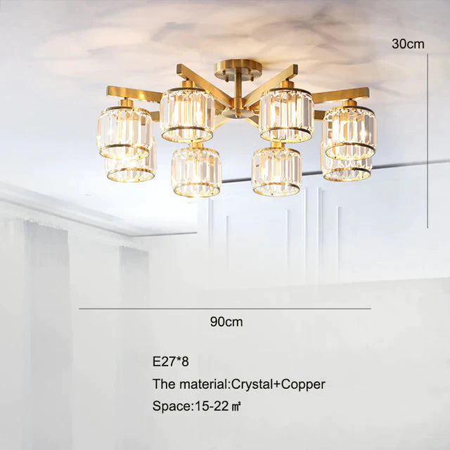 Luces de techo de cristal para dormitorio, lámpara de cobre de diseño moderno, lámpara Led para comedor, lámpara de techo para cocina, Lustre de cristal para sala de estar