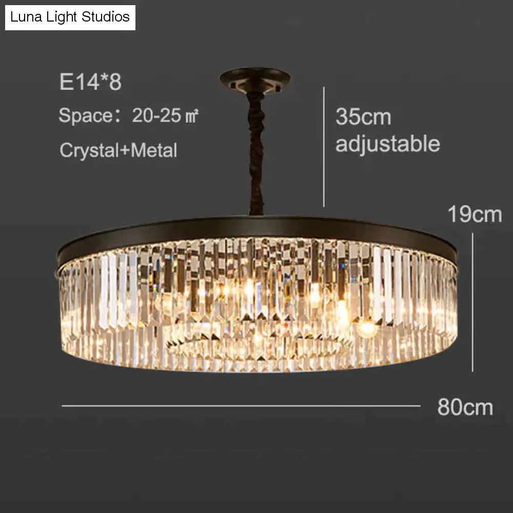 Nowoczesna kryształowa lampa sufitowa Living Crystal lampa sufitowa sypialnia klasyczne okrągłe lampy sufitowe czarna podstawa oprawy Led jadalnia