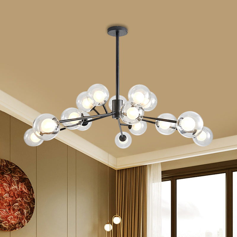 Modern Large Chandelier: 15/18 Lights, Restaurant Hotel Branch, Metal, Black/Gold Hanging Lamp