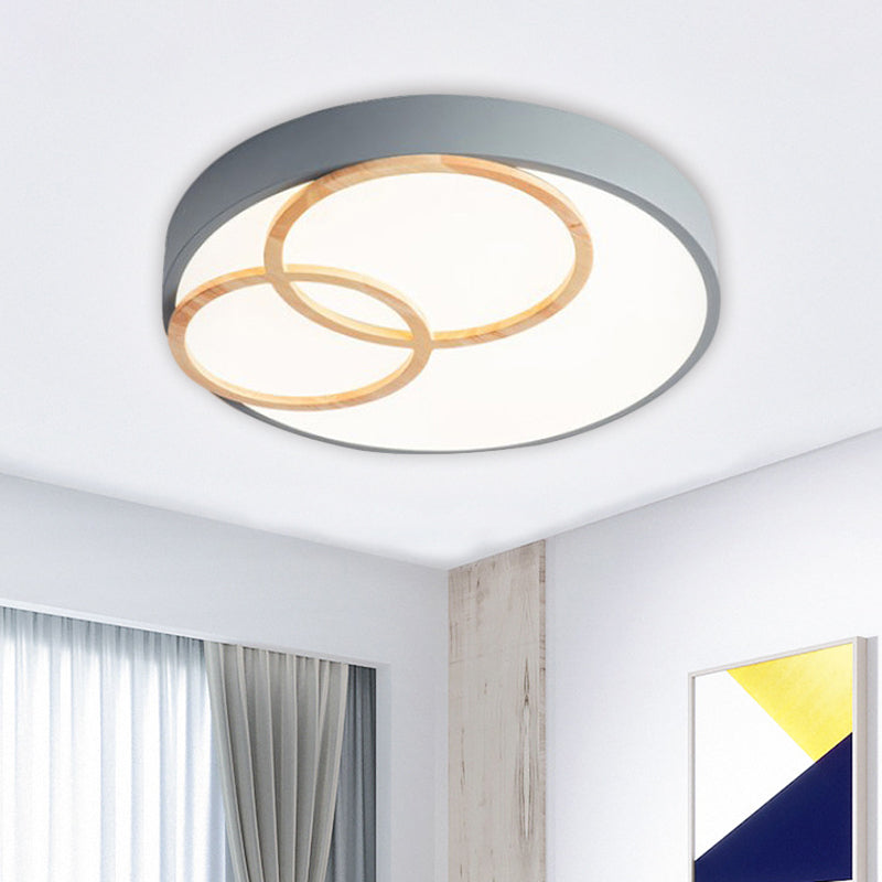 Nordic Flush Ceiling Light | Grey/White Rounded | 14