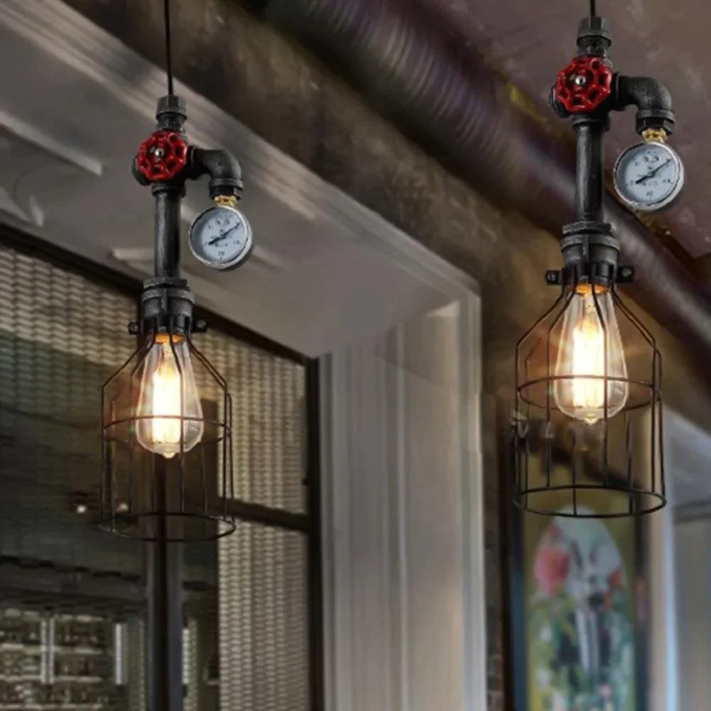 E26/E27 Retro Loft Stil Anhänger Lampe Wasser Rohr Industrielle Vintage Leuchten Bar Esszimmer Wohnzimmer Lampe