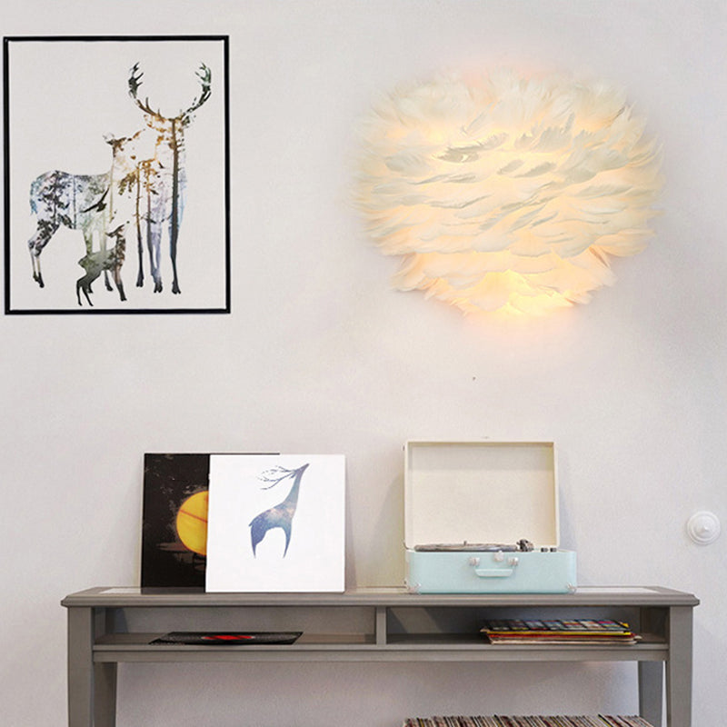 Nordic Feather Sconce Light - Applique romantique pour chambre à coucher